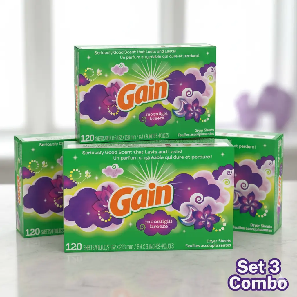 Laundry Scented Dryer Sheets, Moonlight Breeze Scent, Convenient 3-Pack (120-Count Total), Enhances Fabric Softness