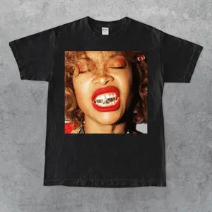 Erykah Badu T-shirt Unisex Cotton Retro 90's Graphic Top Tee Unisex Crewneck Shirt Clothes Fabric