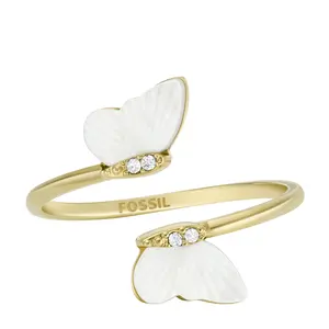 Fossil Women's Radiant Wings White Mother of Pearl Butterfly Ring