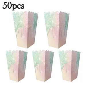 For Birthdays, Weddings, Baby Showers & Movie Nights, Snack Serving Solution, Pink Glitter Diamond Popcorn Boxes, Shiny Surface Durable Paper, Effortlessly Handle Party Snack Serving, 50 Pack
