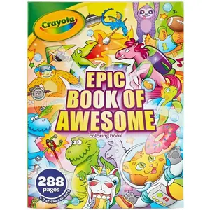Crayola Epic Book of Awesome Coloring Book (288pgs), Animal Coloring Pages, Glitter Stickers, Travel Activity, Gift for Kids, Ages 3+