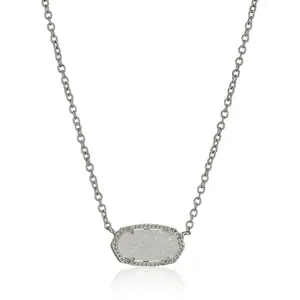 Kendra Scott Signature Elisa Rhodium Plated Iridescent Drusy Pendant Necklace - 4217711459