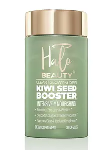 Halo Beauty Kiwi Seed Booster - Vegan Anti-Aging Supplement with Vitamin D3 & Phytoceramides for Radiant Complexion & Collagen Support - 30 Capsules - Healthcare