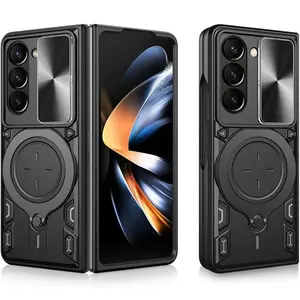 Fin Case For Samsung Galaxy Z Fold 7 6 5 Magnetic Rota Camera Slide Protector Ring 360 Stand Cover Capa Fundas