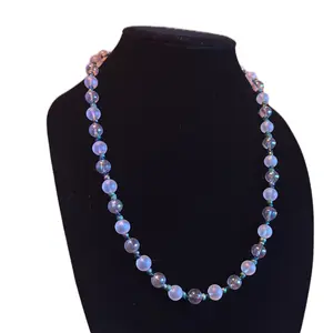 Blue beads with Clear beads beaded necklace