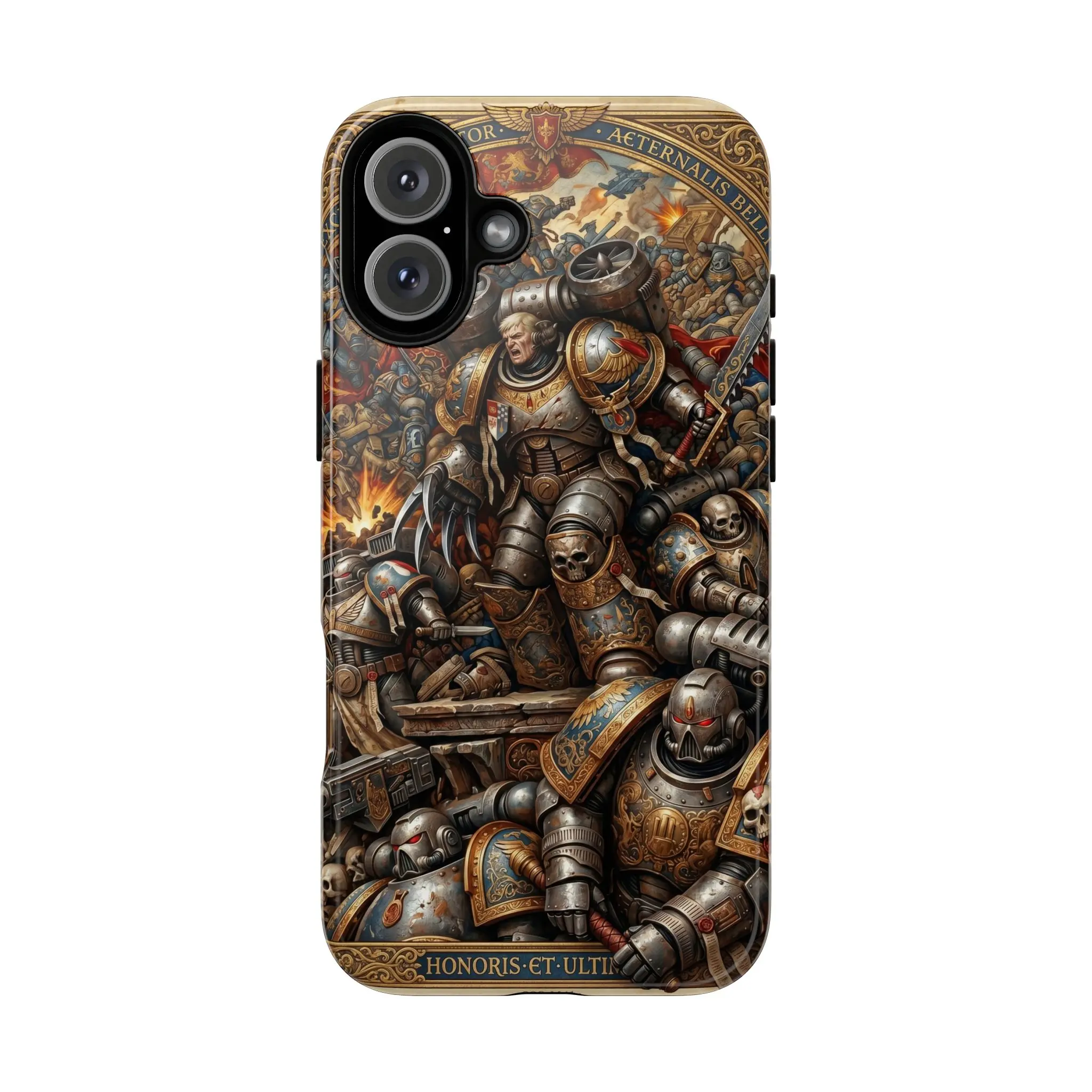 W4rh4mm3r 40K Ultramarines Space Marine Battle Phone Case for iPhone 13 14 15 16 17 Pro Max & Samsung Galaxy S21 S22 S23 S24 S25 Ultra, MagSafe and Non MagSafe Shockproof Protective Cover, Epic Imperium Artwork Gamer Gift