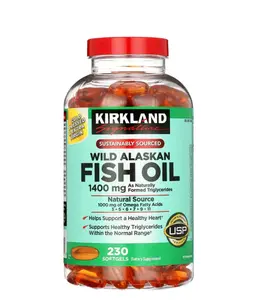 Kirkland Signature Wild Alaskan Fish Oil 1400 mg., 230 Softgels Edible Supplement Vitamin Fitness Dietary Natural