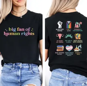 Big Fan Of Human Rights Shirt, Equality Sweatshirt, Human Rights Top, Social Justice Gift For Activist, Anti Trump T-shirt, Rainbow LGBT Tee 0