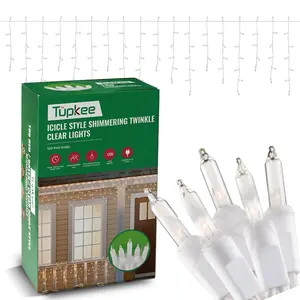Christmas Twinkle Icicle Lights - 12 of 100 Bulbs Twinkling - 5.5 Feet Light String - 100 Incandescent Multicolor Bulbs - Indoor Outdoor - Random Shimmering Sparkling Christmas Icicle Lights