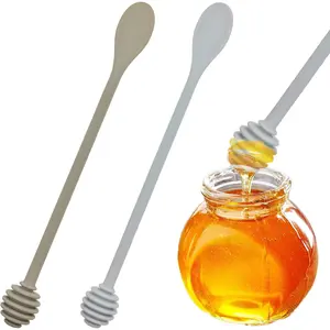 2 PACK Silicone Honey Syrup Dipper Stick Long Handle Honey Mixing Stirrer Spoon Wand for Honey Jar Dispense Drizzle Honey Wedding Party Favors Gift
