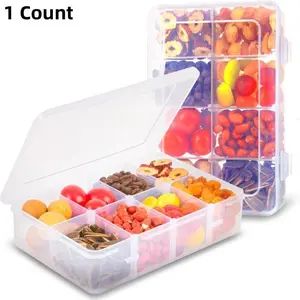 8 Compartment Snack Box Container, 1 Count Adjustable Compartment Reusable Food Fruit Storage Box, Food Storage Container, Snack Containers for Home Kitchen Office Outdoor Picnic, Utensils