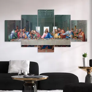 Last Supper Pattern Unframed Painting, Unframed Art Print, 5 Counts/set Canvas Wall Art, Wall Decor for Home Living Room Bedroom Office, Home Decor, Ornaments