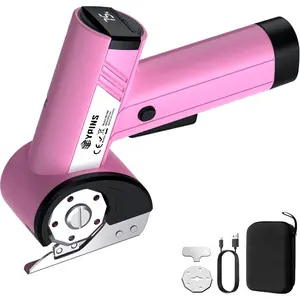 Cordless Electric  Rechargeable - Rotary Cardboard  with 4 Speed,4V  Shear for Fabric,Box,Leather,Carpet, Packaging- Grip,LED  Display,2 Safety SK5