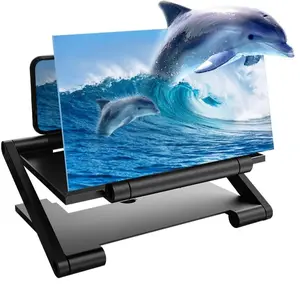 Horizontal/Vertical Screen Switching, Foldable, Height-Adjustable Mobile Phone Screen Magnifier, 3D HD Projector Screen Enlarger, Screen Amplifier for Movies Videos Gaming, Compatible with All Phones, Adjustable Phone Stand, Portable Phone Holder