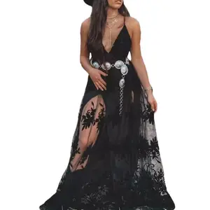 2025 Women's Sleeveless V-Strap Long Dress with Legs Exposed 2025 Women's Sleeveless V-Strap Long Dress with Legs Exposed