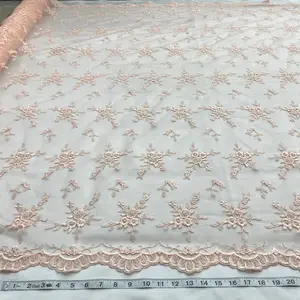 Beaded Lace Fabric Embroidered on 100% Polyester Net Mesh | Lace USA - 41553W-BP