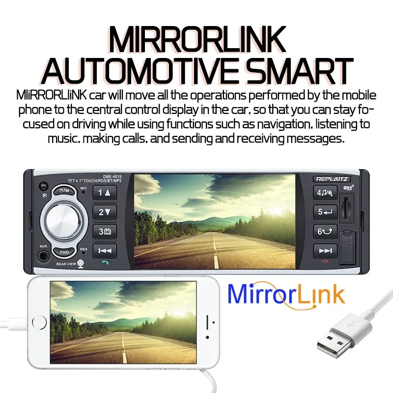 Car audio Car Radio 1 Din 4.1" Touch Screen FM Two USB Ports MP5 Bluetooth AUX Stereo Colorful Display 12V  Multimedia MP5 Player Support