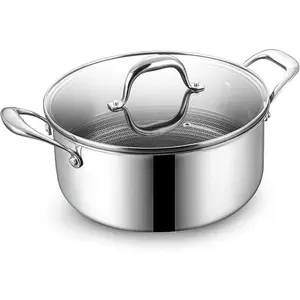 BE LIVING Circlad Series 8.5 inch 24 cm Casserole with Lid 5 qt Ceramic Nonstick PFAS-Free Triply Stainless Steel Induction Compatible