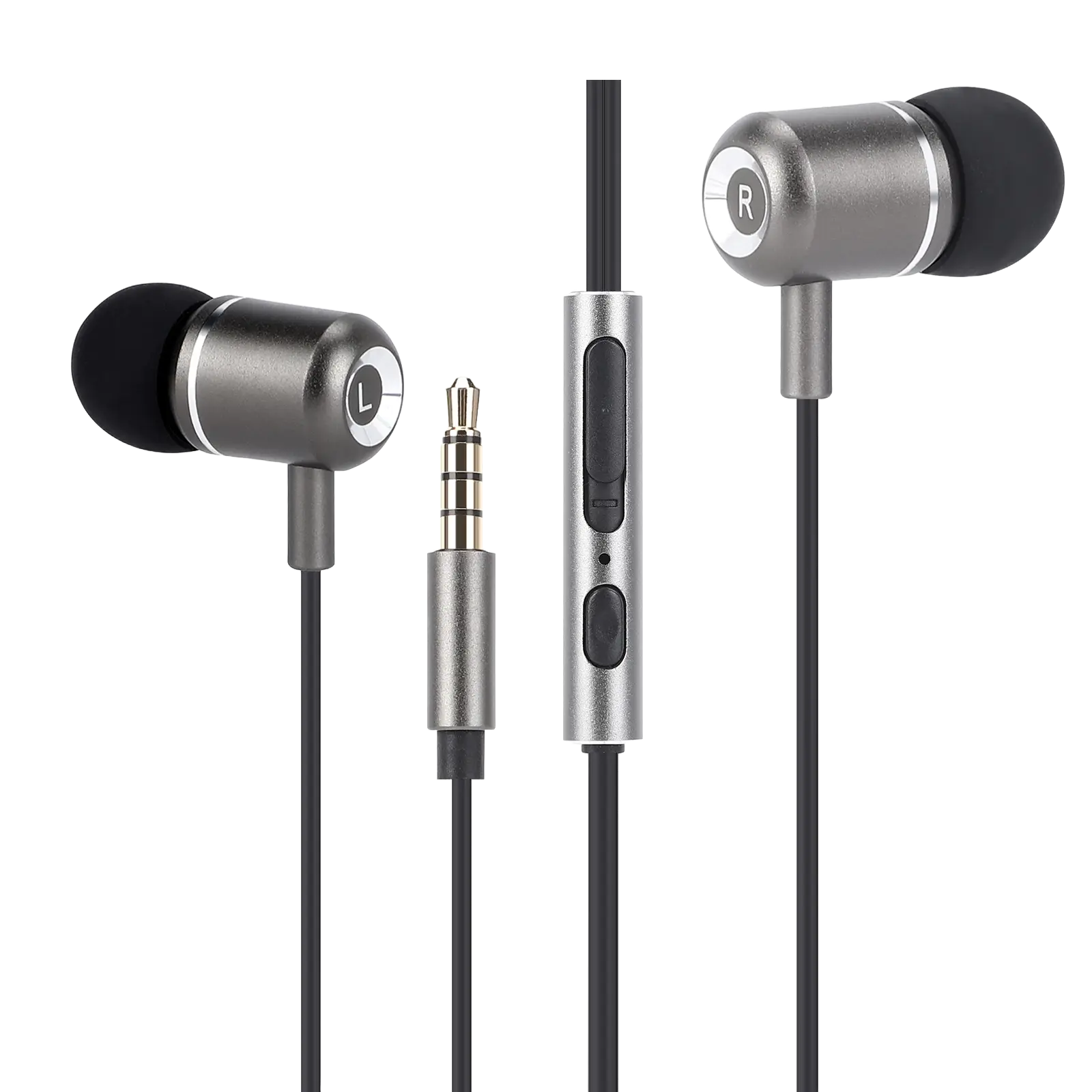 3.5mm Aux Wired Earbuds | Hi-Fi Audio + Inline Mic | Black