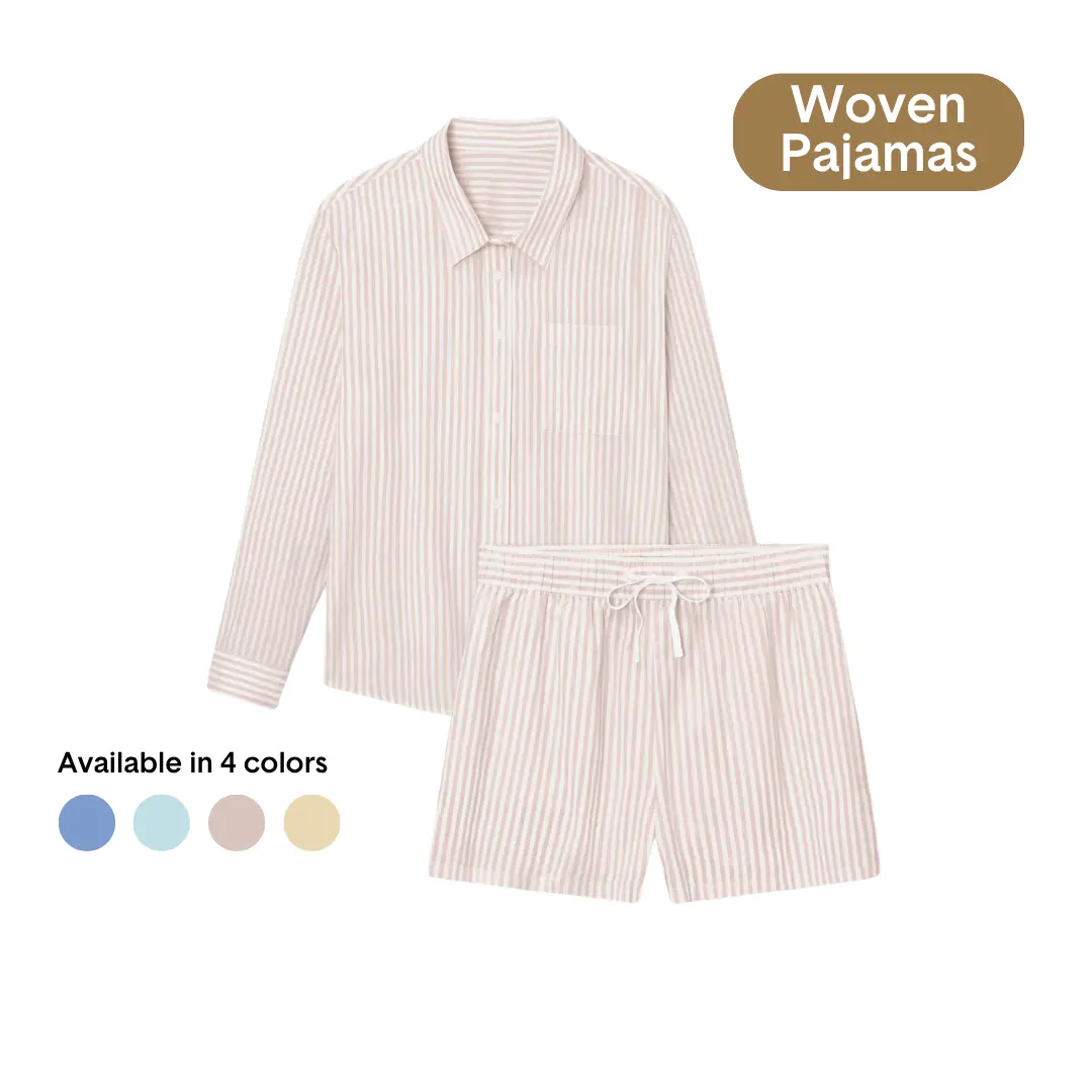 Tommy John Women’s Woven Button Down Shirt & Short Set | Ultra-Soft Cotton Modal Pajama Set, Breathable Sleepwear