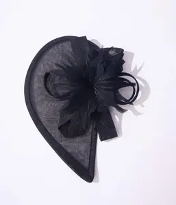 Unique Vintage Black Feather Veil Fascinator