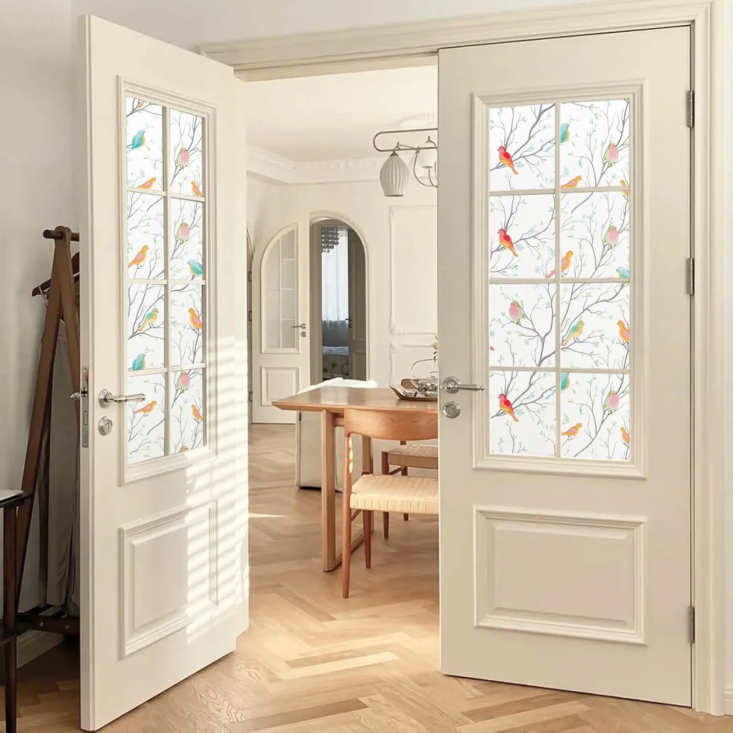 Window Privacy Film Stained Glass Window Clings 3D Rainbow Film for Glass Door Decorative Colorful Lattice Stickers Static Cling Sun Blocking Coverings for Home floral  pattern  window  film rainbow window privacy film