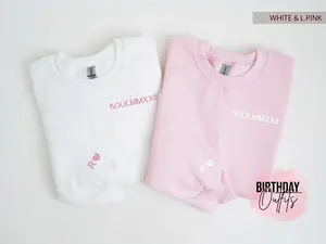 Custom Embroidered Roman Numeral Crewneck, Couples Gifts, Anniversary gift, Matching Couples shirt, Couple Shirt Initial On Sleeve, hoodie