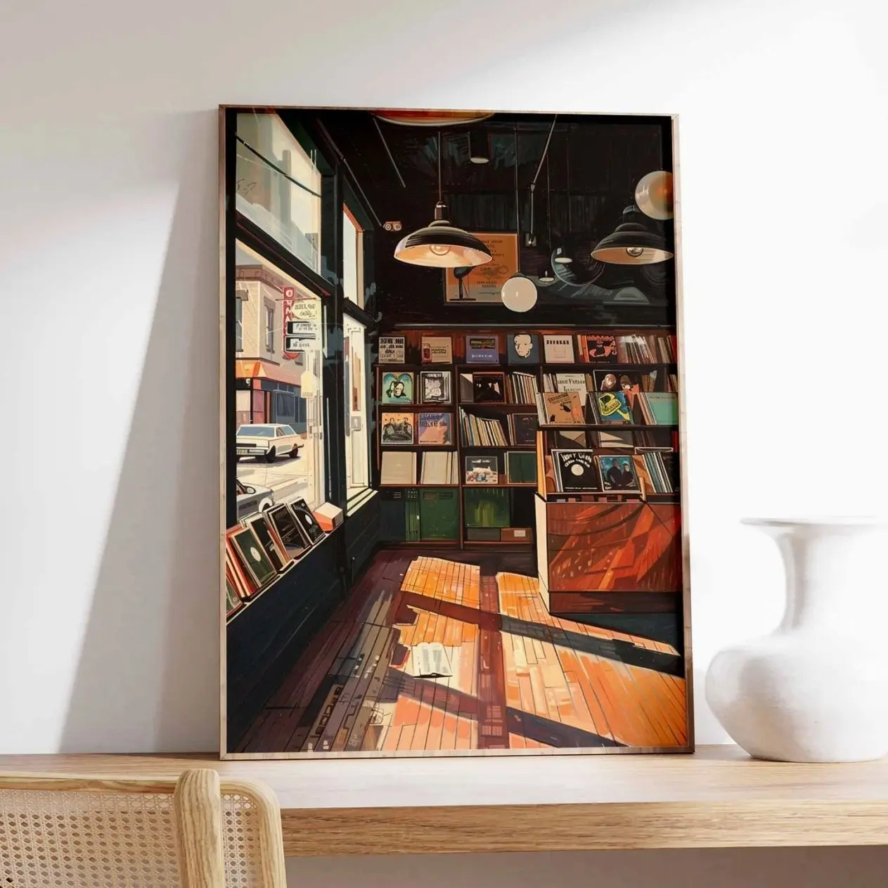 Retro Record Store Art Print, Vintage Vinyl Music Poster, Home Studio Decor S