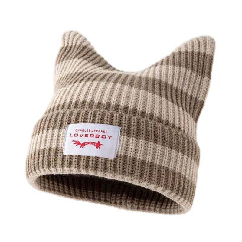 Charles Jeffrey Loverboy Striped Beanie Hat - Black & Yellow Knit