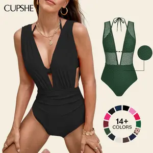 CUPSHE Deep V Neck One-Piece Swimsuit Set swimwear - Hidden Underwire Support & Tummy Control Sculpting Bathing Suit | Luxury Slimming Beachwear Bathing suit 2026 #summerfinds