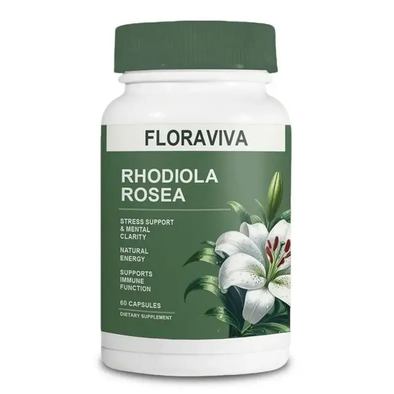Floraviva Rhodiola Rosea Dietary Supplement Capsules, Natural Adaptogen, Supports Stress Management, Mental Focus, Mental Clarity & Natural Energy, 60 Capsules