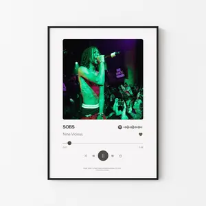 [Sale Up To 40%] [Unframe] Nine Vicious "SOBS" Poster, Underground Rap Wall Art, Internet Hip Hop Aesthetic Decor, Modern Song Artwork, Music Room Decor, Gift for Fans