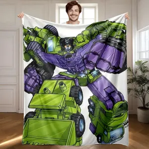 1 piece Transformers Devastator Combiner Megatron Appearance themed flannel blanket - Super soft flannel blanket, suitable for beds and sofas, all-season use, modern design, digitally printed pattern, 100% polyester material, machine washable