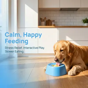 Pet Slow Feeder Ball Lick Bowl, Non-Slip Interactive Feeder for Cats and Dogs, Reduces Anxiety, Suitable for Wet Foods