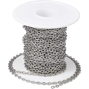 32.8 / 10 Meters  Stainless Steel Unwelded  Chains 4x3x0.8mm Oval Link  Necklace Chains with Spool for DIY  Making