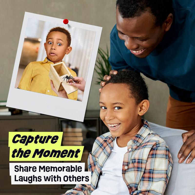 The Original Mini Spider Prank Box - Surprise Wooden Gag Gift with Lifelike Rubber Spider Perfect for Birthday & April Fools Day Pranks Reusable Magic Trick Kit Unisex