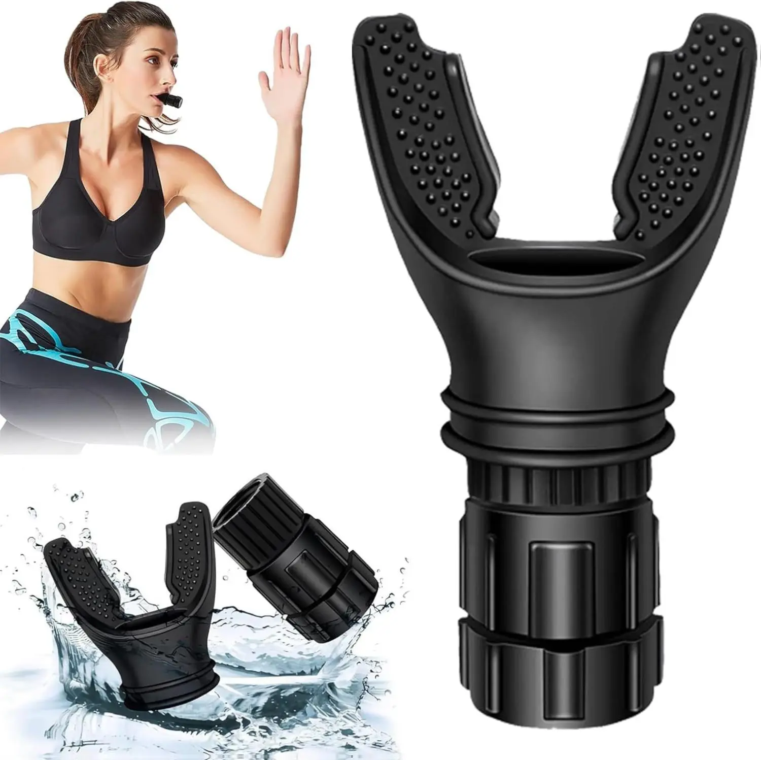 [USA Stock] - Portable breathing exercise device for lungs, Breathing trainer with Resistance Adjustable, Lung Trainer with excellent quality silicone, Improve Breathing Capacity and Endurance,Easy to Clean and Use