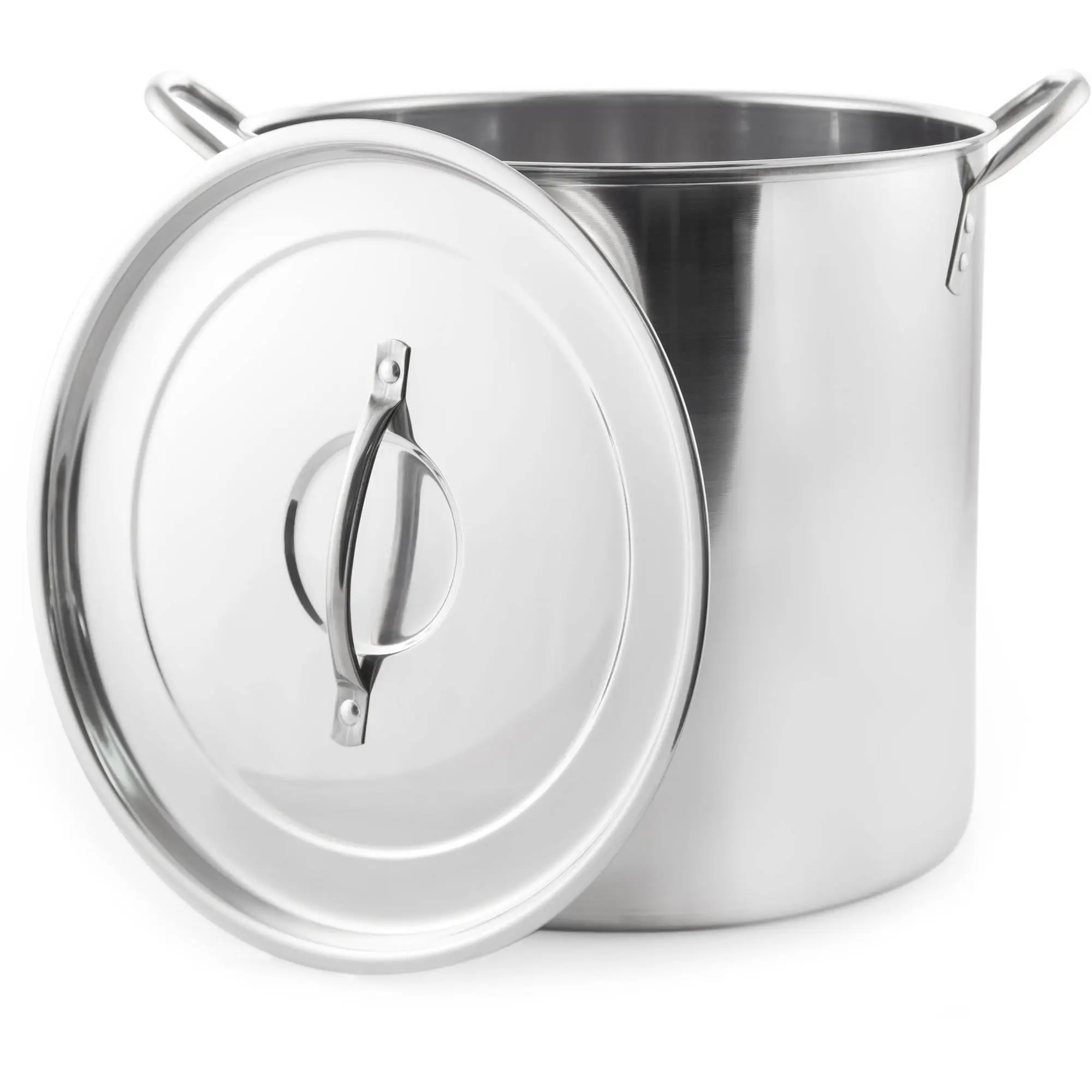 McSunley Stainless Steel Stock Pot Cookware - 12.25 in., 20 qt., Silver, with Handles