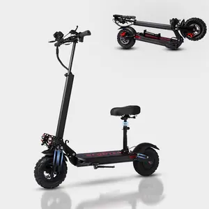 Sport Folding Electric Scooter with Seat 34 MPH Top Speed 48V 18Ah Battery 30 Miles Range 11" Off-Road Tires Max Load 330 LBS Dual Brake Suspension System Adjustable Handlebar 1200W  Motor Long-Range Battery Comfortable Ride Smart Charging & Durability