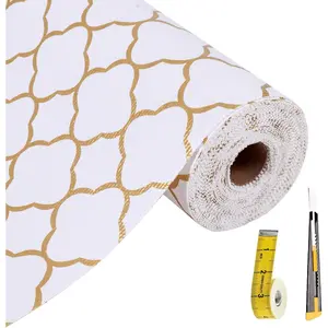 Shelf Liners for Kitchen Cabinets 12in x 20FT Non Adhesive Drawer Liner  Quatrefoil Thickened Shelf Liner Paper  Non-Slip Easy to Clean for Tool Box Refrigerator with  and Tape Measure