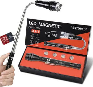 Veitorld Telescoping Magnetic Pickup Tools Extendable Magnetic Flashlight