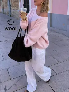 Women's Romantic Ultra Loose Fit Sweater Pullover, Womenswear, Solid Color Slouchy Design, Long Sleeve Knit Top for Casual Wear