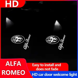 LED Car Door Welcome Logo Projector Light, Ghost Shadow Puddle Lamp for Alfa Romeo Giulia Giulietta Stelvio Mito Brera 159