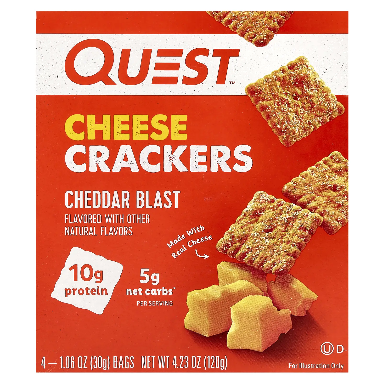 Quest Nutrition Cheese Crackers, Cheddar Blast, 4 Bags, 1.06 oz (30 g) Each