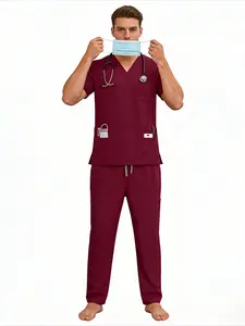 Maternity Scrubs Set New Solid Color Straight Leg Pants for Pregnant Doctor Nurse Operating Room Hospital Ultra Stretch Abdominal Support Soft Breathable M-edical Work Uniforms