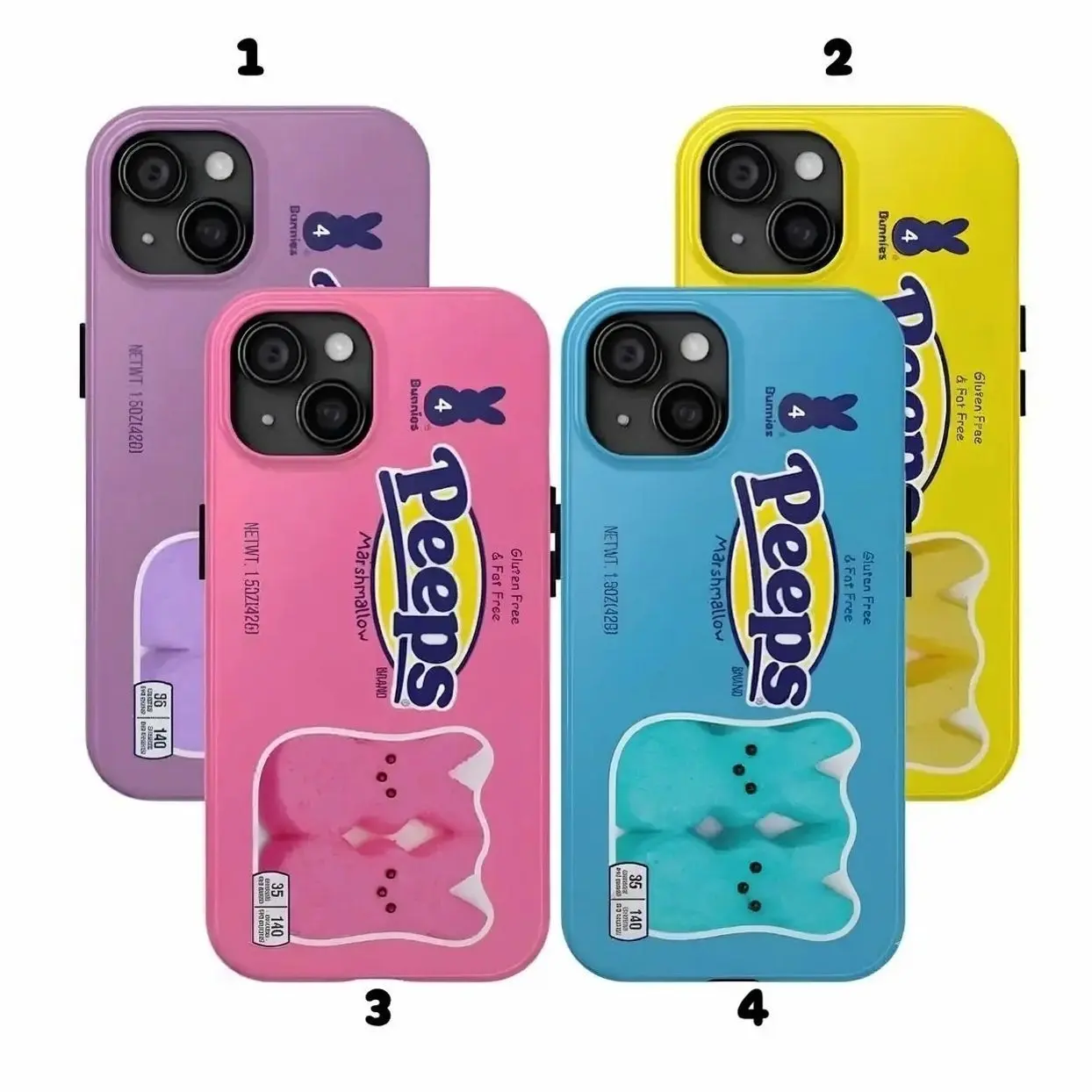 Peeps Bunnies Phone Case Marshmallow Candy Easter Bunny Easter Case Cover for iPhone 17, X, 11, 12, 13, 14, 15, 16 Series & Galaxy Series