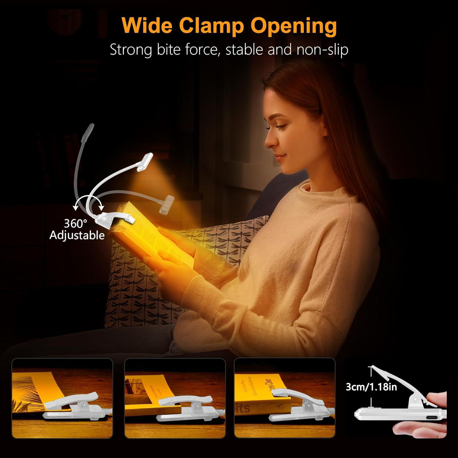 3 Colour Temperatures & Dimmable LED Clip-On Book Light | Mini Lightweight Reading Lamp for Bedside, Perfect Christmas Gift. 3 Colour Temperatures & Dimmable LED Clip-On Book Light | Mini Lightweight Reading Lamp for Bedside, Perfect Christmas Gift.