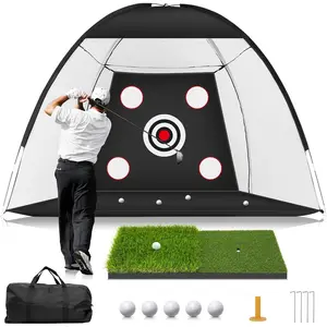 Golf Net: 10x7ft Golf Practice Net for Backyard Chipping Driving with Dual-Turf Golf Hitting Mat, All-in-1 Outdoor Indoor Golf Hitting Net with Multiple Tarts, Golf Aid for Men/Golf Lovers