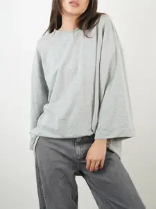 Women's Oversized Basic Minimalist Casual T-Shirt, Baggy Fashion Sporty Loose Fit Top, Three-Quarter Sleeve Beach Vacation Muslim Clothing