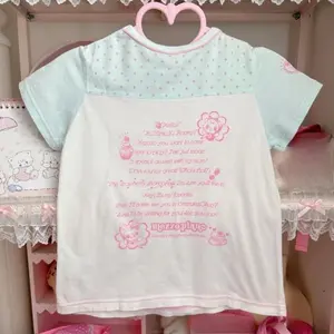 Summer Japanese Kawaii Cartoon Printing Tops Women Harajuku Wave Point Patchwork T-shirt Aesthetic Fairy Grunge Cute Tee